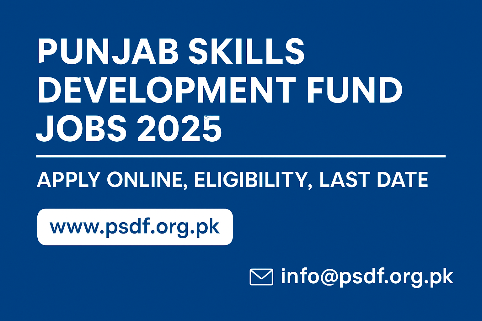 Punjab Development Skills Fund Jobs 2025